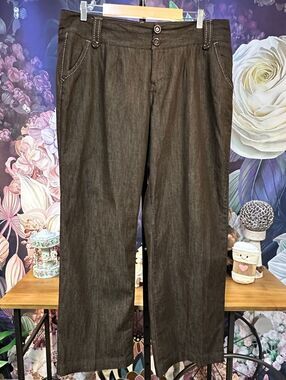 Cato 18W Brown Straight Leg Pants Minimalist Normcore Classic Contrast Stitch